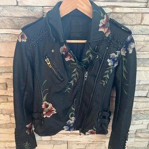 Blank NYC Floral As You Wish Black Faux Leather Studded Jacket S Small